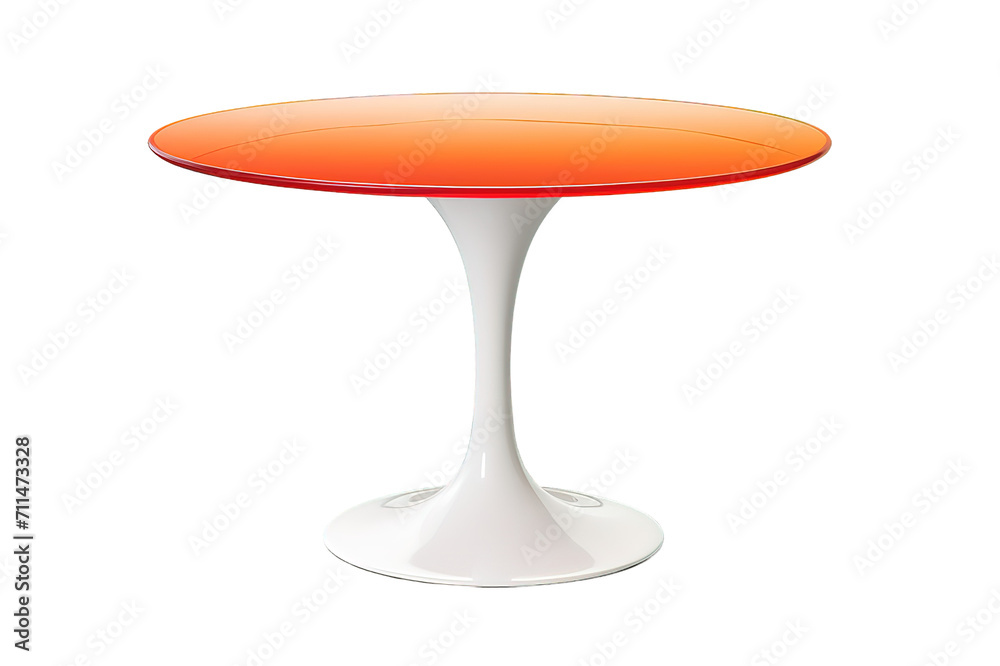 Modern Plastic White Round Table isolated on PNG Background. Generative Ai. Modern Plastic White Round Table isolated on PNG Background. Generative Ai.