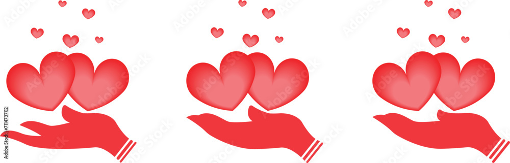 Set of heart in hand icon. Vector heart in hand icon. Trendy hand with love symbol vector illustration. Love icon design