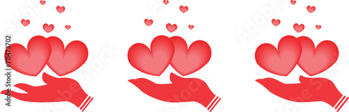 Set of heart in hand icon. Vector heart in hand icon. Trendy hand with love symbol vector illustration. Love icon design