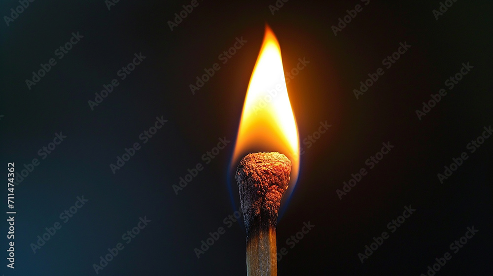Close up lit match with dark background. Made with generative ai