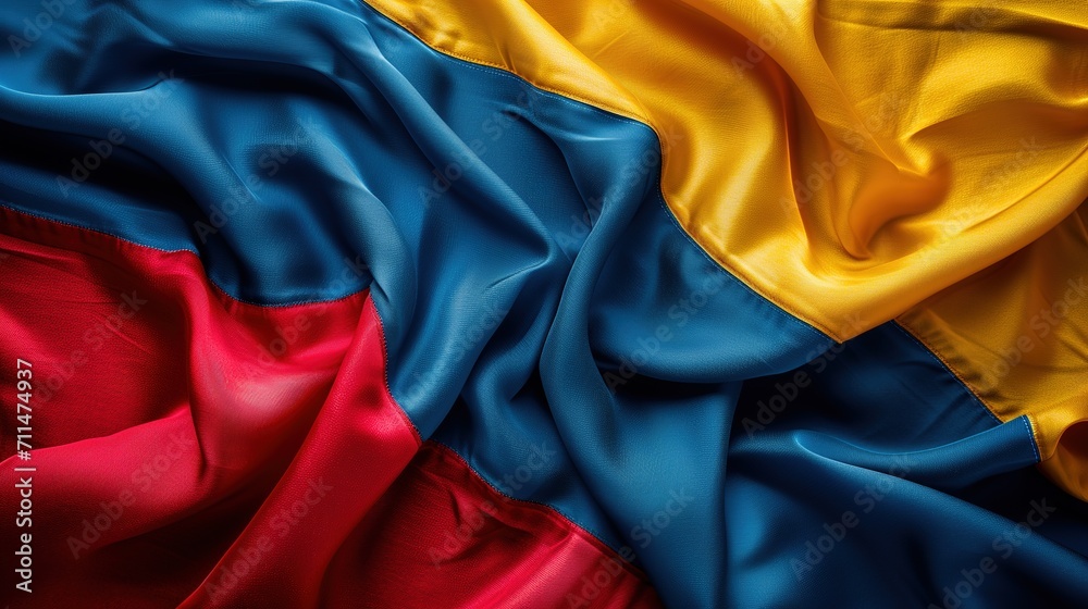 Closeup of ruffled Colombia flag