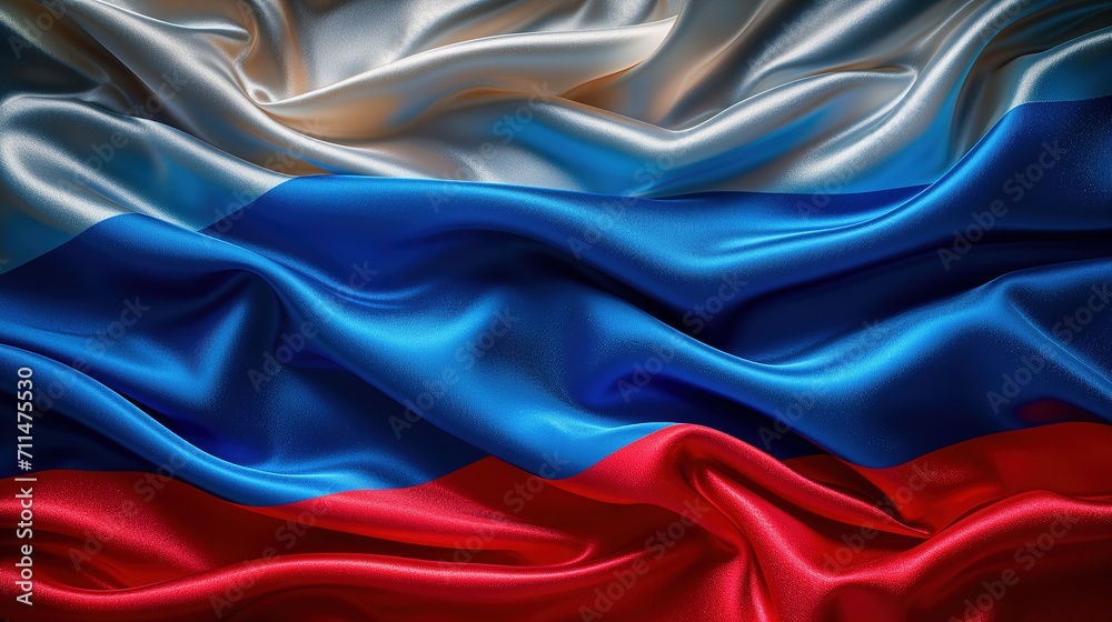 Flag of Russia satin fabric texture background