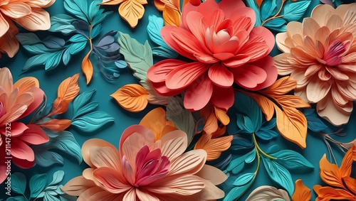 3d flower illustration photo with a variety of beautiful colors made by AI generative
