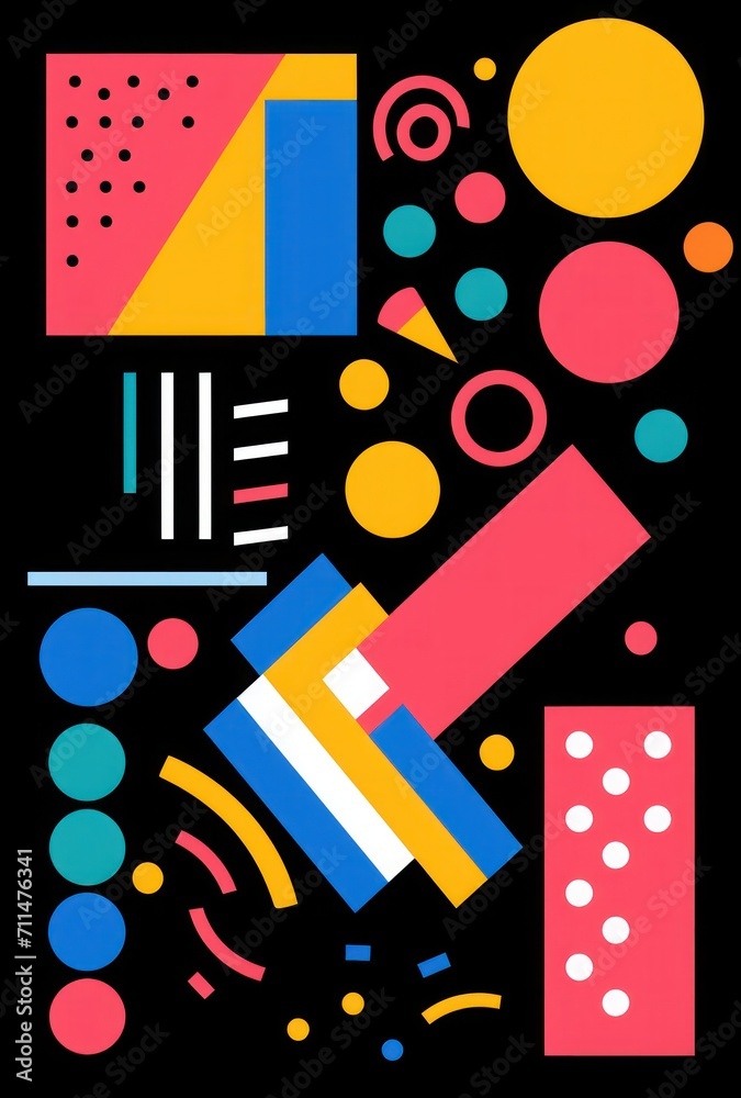 Obraz premium Abstract geometric seamless pattern design. Colorful pattern with various colorful shapes and lines
