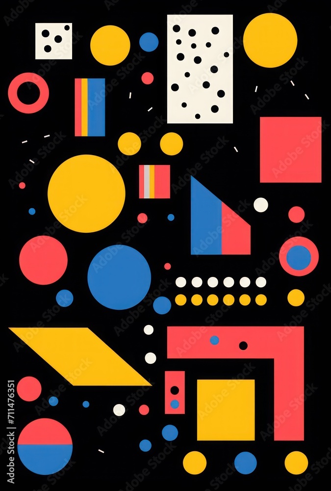 Abstract geometric seamless pattern design. Colorful pattern with various colorful shapes and lines