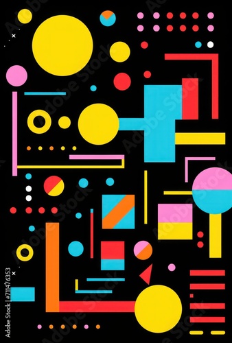 Abstract geometric seamless pattern design. Colorful pattern with various colorful shapes and lines