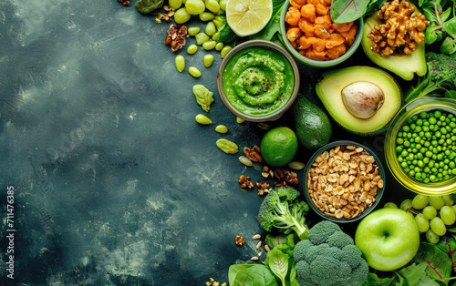 Healthy green food background