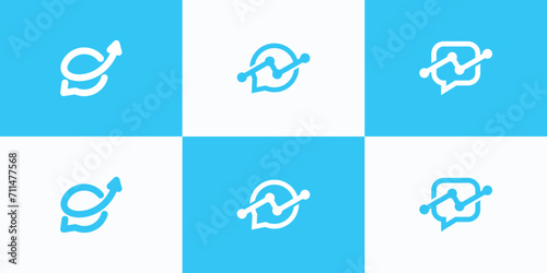 Technology growth chat illustration icon collection vector logo design