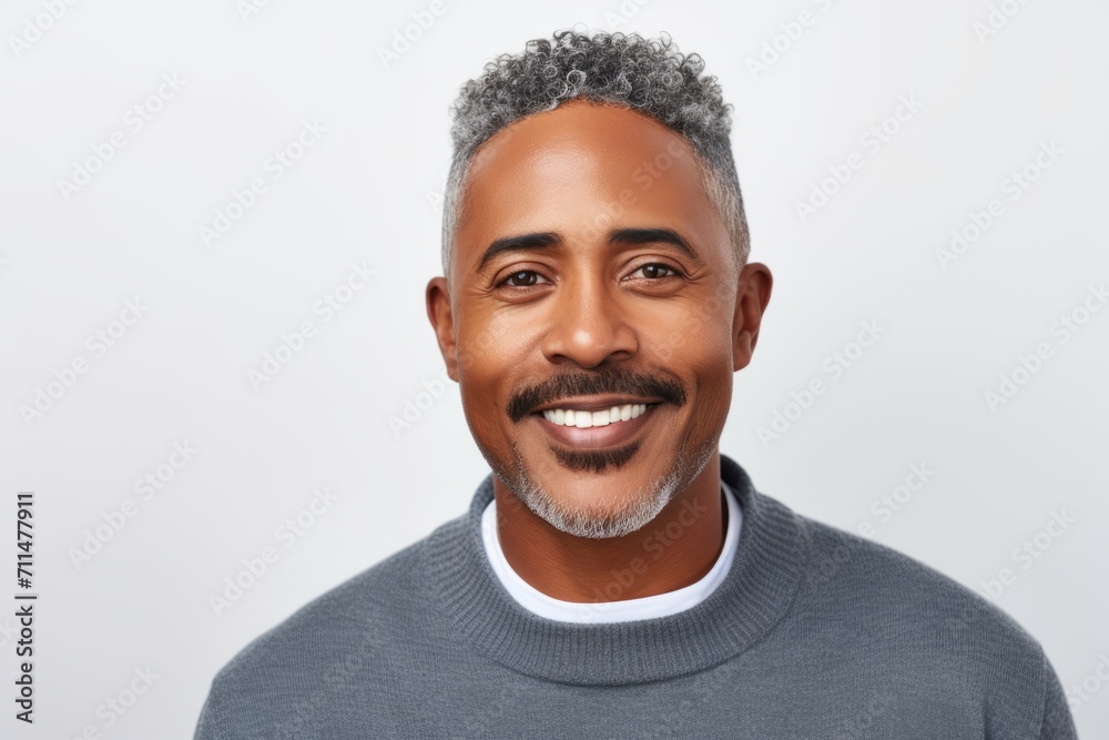 Portrait of handsome african american man in grey sweater. Portrait of handsome african american man in grey sweater.