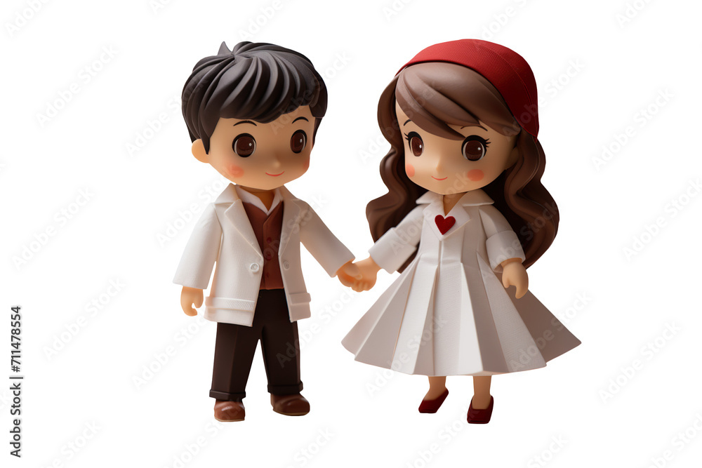 The childhood sweethearts walked hand in hand, origami style on Png background. The childhood sweethearts walked hand in hand, origami style on Png background.