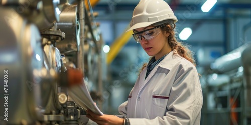 Female factory worker check...