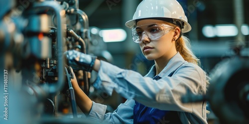 Female factory worker check...
