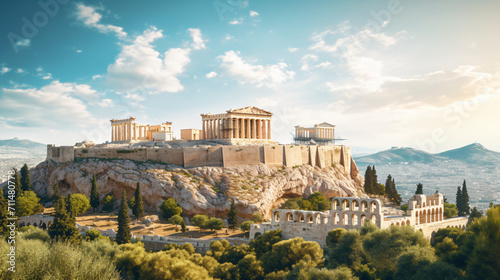 View of the Acropolis of Athens in Greece