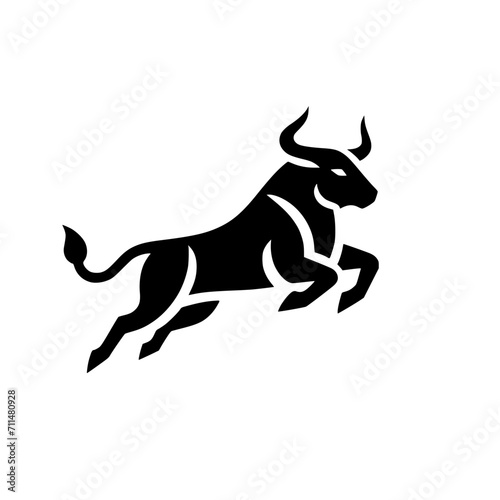 Dynamic Vector Logo Featuring a Charging Bull. Powerful Symbol of Strength and Resilience for Corporate Branding  Financial Services  and Marketing. Striking and Versatile logo on a white Background.