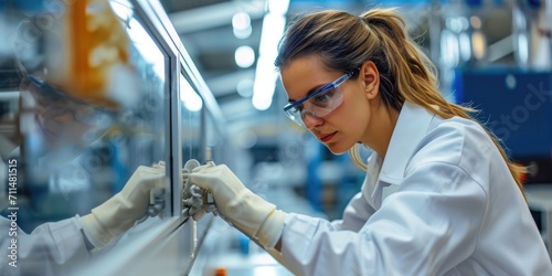 Female factory worker check...