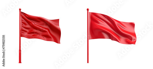 Set of 2 red flags png, isolated on white or transparent background hd, red flag