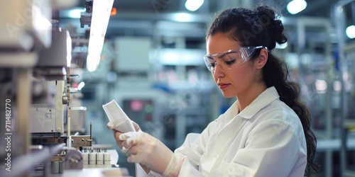 Female factory worker check...