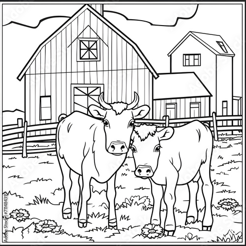 Cow Coloring Page, Ai Generative