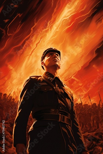 War art poster cover design background Generative Ai