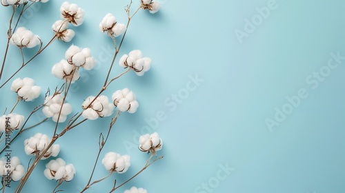 soft cotton flowers theme isolated on an skyblue background photo