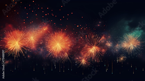 Beautiful fireworks background at night for holiday decoration