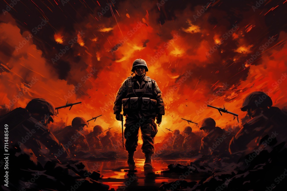 War art poster cover design background Generative Ai