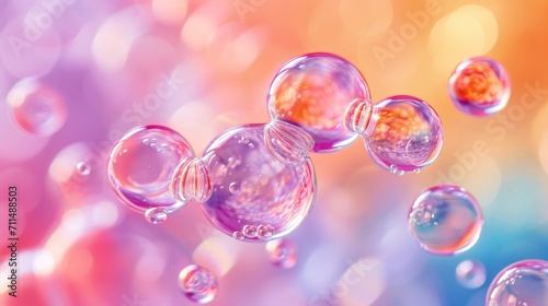 Collagen bubbles in different colors appearing with a blurred background Incorporating moisturizing serum vitamins and beauty for personal care 