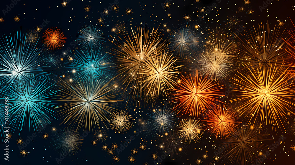 Beautiful fireworks background at night for holiday decoration Beautiful fireworks background at night for holiday decoration