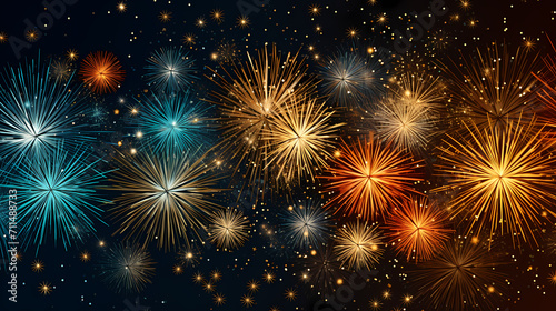 Beautiful fireworks background at night for holiday decoration