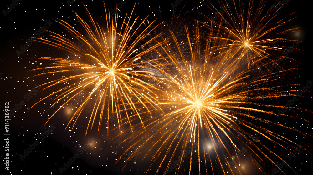 Obraz premium Beautiful fireworks background at night for holiday decoration