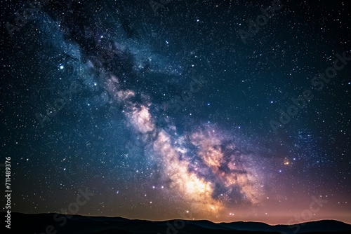 Night starry sky. Milky Way, stars and nebula. Space blue background
 photo