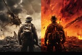War art poster cover design background Generative Ai