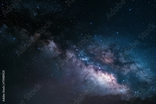 Night starry sky. Milky Way, stars and nebula. Space blue background © Glce