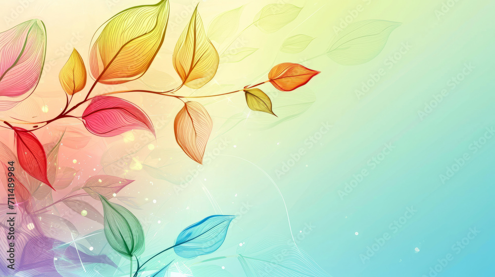 abstract colored background with leaves