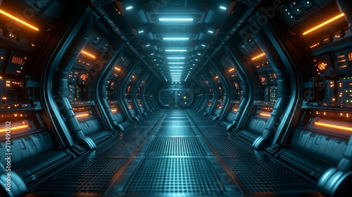 Sci Fi Futuristic Alien Spaceship Metal Panels Glossy Realistic Tunnel Corridor Hallway Showroom Warehouse Studio Underground