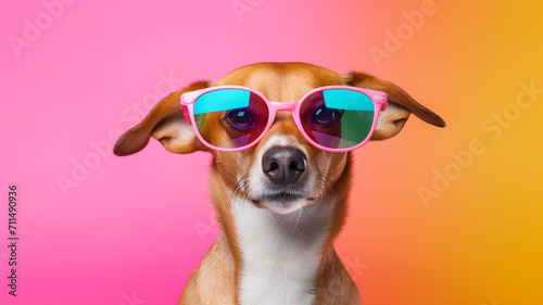 Portrait of stylish dog wearing sunglasses © Samvel