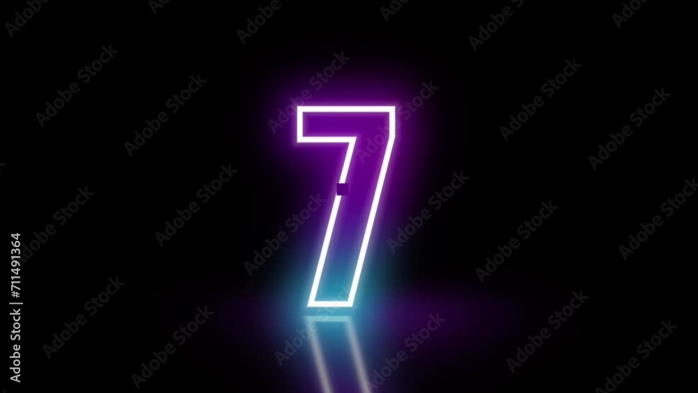Animation of neon light numbers from 10 to 1, 10 seconds countdown timer Animation of neon light numbers from 10 to 1, 10 seconds countdown timer