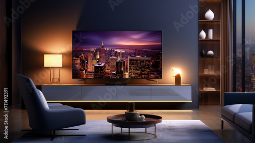 led smart tv mockup in room photo