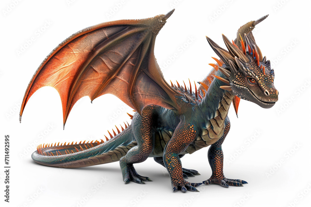 Сute dragon clipart 3d render, isolated, ai technology Сute dragon clipart 3d render, isolated, ai technology