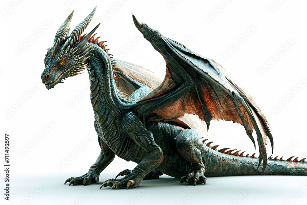 Сute dragon clipart 3d render, isolated, ai technology Сute dragon clipart 3d render, isolated, ai technology