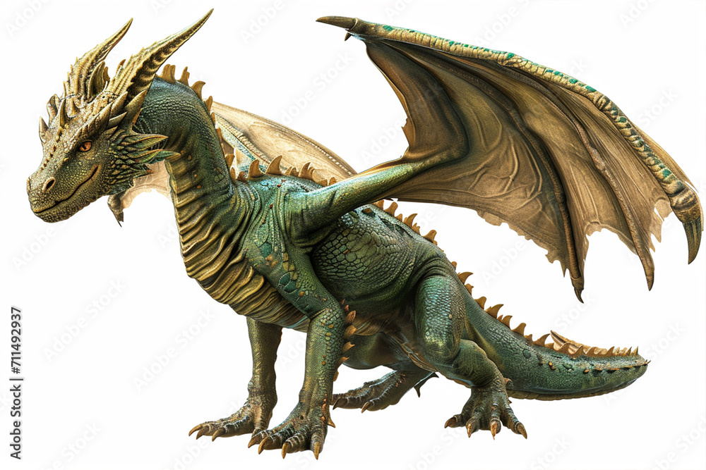 Fototapeta premium Сute dragon clipart 3d render, isolated, ai technology