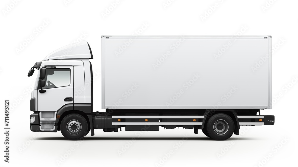 White realistic truck template. Delivery or logistic concept. Generative ai. White realistic truck template. Delivery or logistic concept. Generative ai.