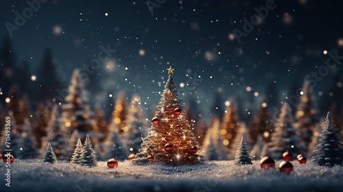 Christmas background. Christmas tree with balls and blurred shiny lights © елена калиничева