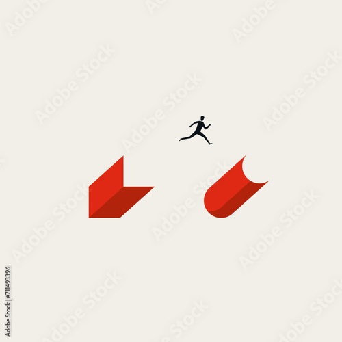 Business career change vector concept. Symbol of transformation, new direction, path. Minimal design illustration