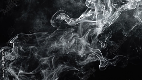 image collage of grey smoke over black dark background 