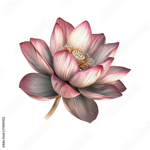 Beautiful lotus flower isolated on white.