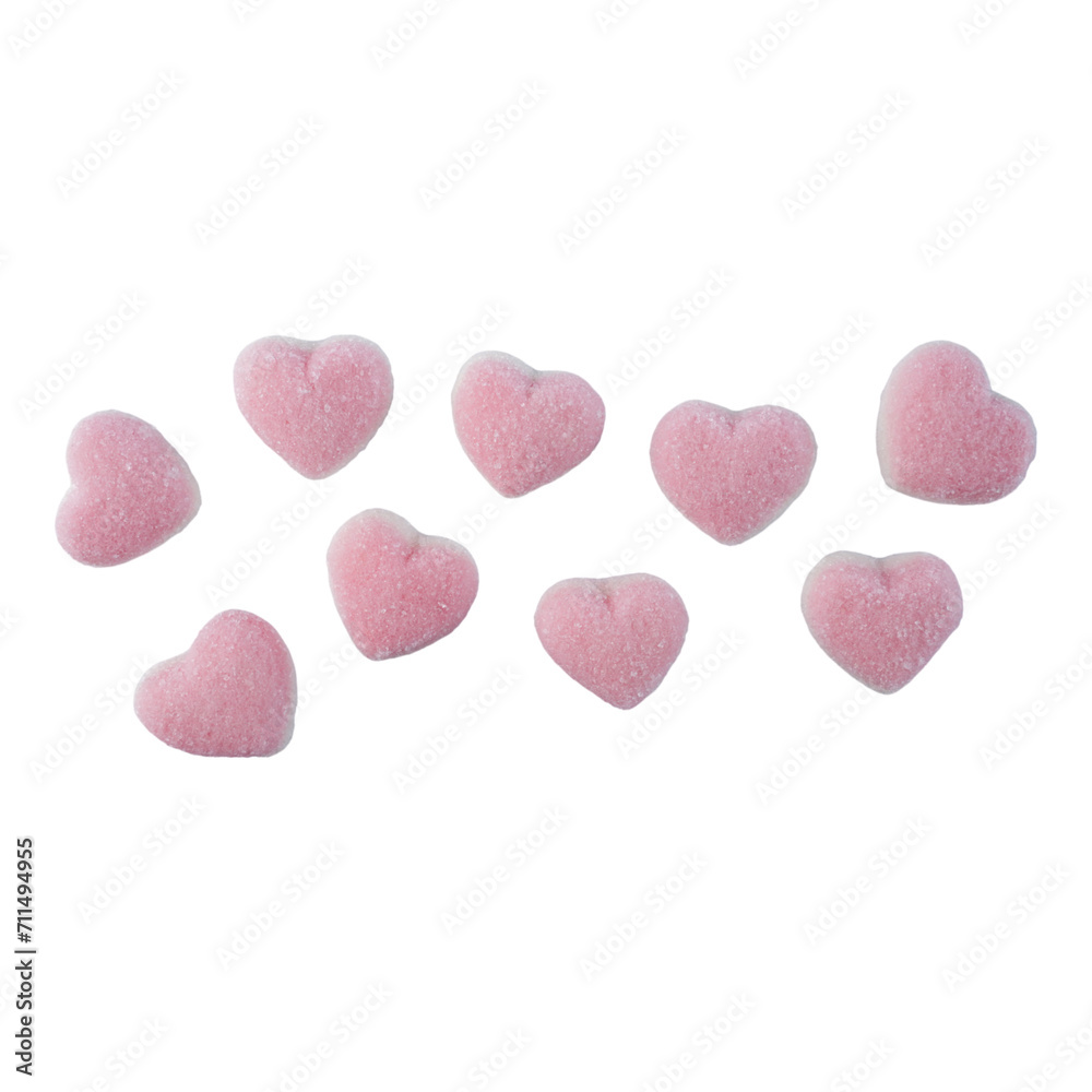 Fototapeta premium Heart shaped sugar coated gummy candy isolated transparent