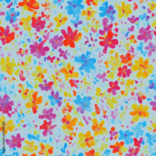 Acrylic flowers. Abstract seamless pattern. AI generated.