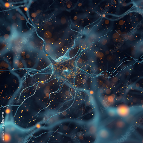 A digital representation of a brain created using computer graphics technology. Computer Generated Image of a Brain. Generative AI.