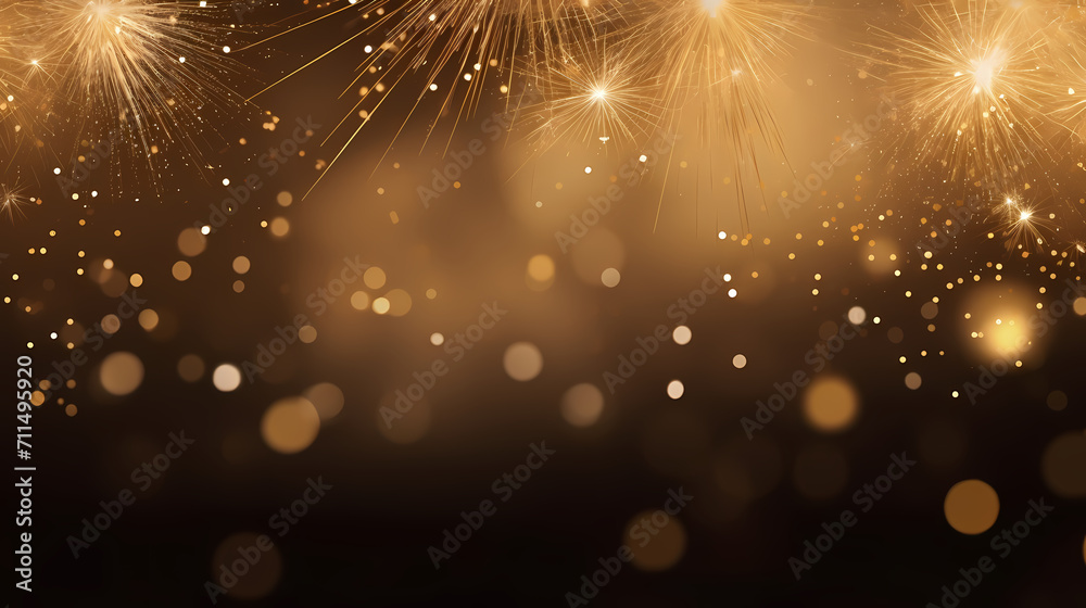 Fototapeta premium Happy New Year, burning fireworks with bokeh light background